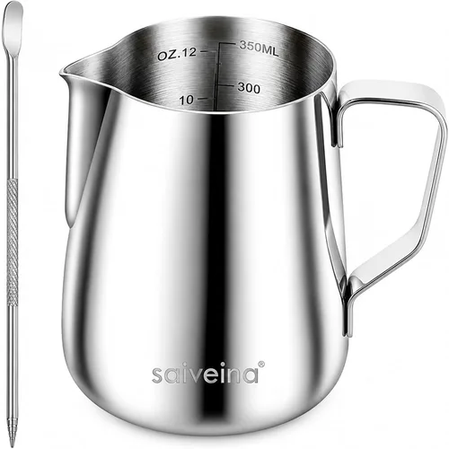 Vista 9 de Saiveina Jarra de espuma de leche, taza espumadora de leche de 12 onzas