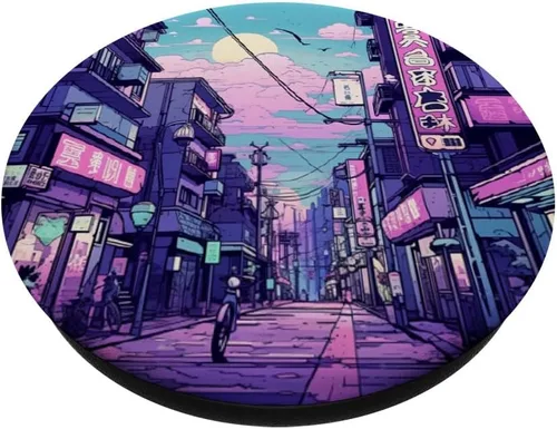 Vista 2 de PopSockets PopGrip estándar de moda japonesa Vaporwave Kanji Japón