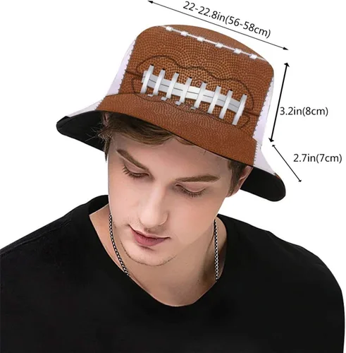 Vista 3 de Divertido sombrero de pescador de fútbol americano unisex reversible de verano sombrero de cubo de impresión, Fútbol-3