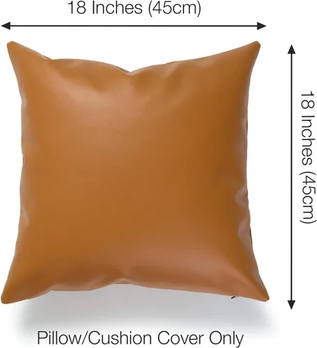 Vista 4 de Hofdeco Solo funda de almohada de piel sintética, diseño moderno camel, 18 x 18 pulgadas