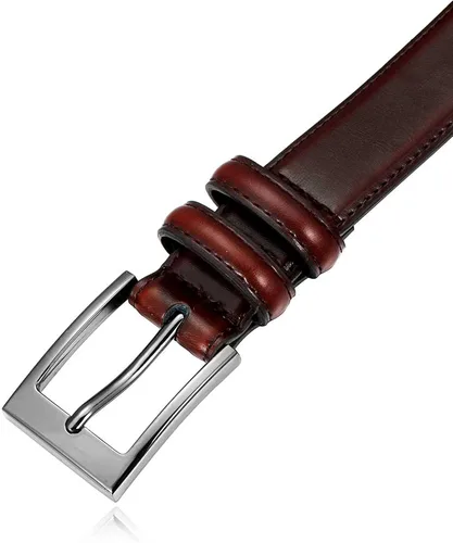 Vista 4 de Marinos Cinturón de vestir de cuero genuino para hombre con hebilla de un solo diente