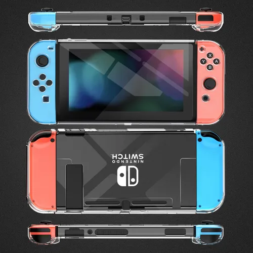 Vista 4 de ZIIDII Dockable Switch Case for Nintendo, Nintendo Switch Games Protective Hard Carrying Clear Cover Case for Nintendo Switch Console Joy Con