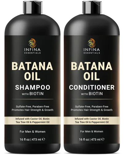 Vista 14 de INFINA ESSENTIALS Champú y Acondicionador con Aceite de Romero 16 fl oz cada uno con Aceite de Batana Fórmula Sin Sulfatos, Hidratante