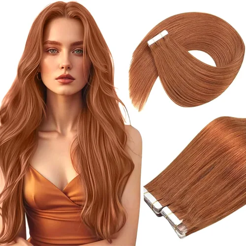 Vista 19 de Ve Sunny Extensiones de cabello humano real con cinta, cabello humano Remy, lacio, doble cara, color marrón oscuro, balayage, rubio dorado oscuro