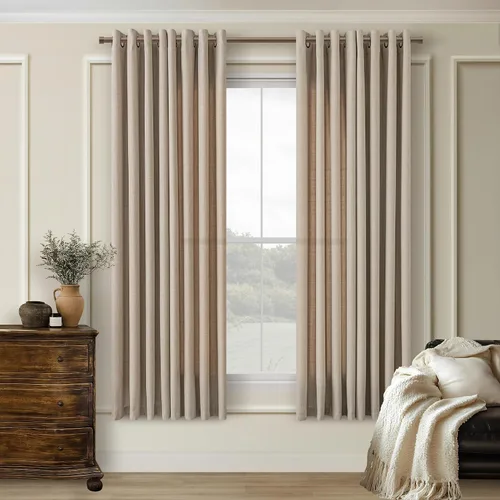 Vista 64 de Cortinas de avena con ojales DUKIYO de 96 pulgadas de largo para sala de estar, comedor, juego de 2 paneles, cortinas de arena y beige