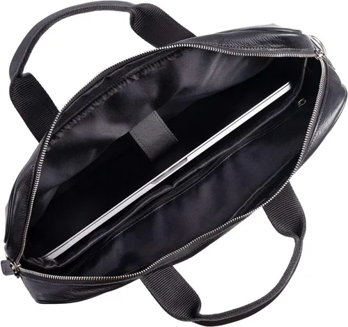 Vista 3 de Maletín de cuero de 18 pulgadas para portátil, bolsas mensajero para hombres y mujeres, el mejor maletín de oficina, bolso bandolera (negro)
