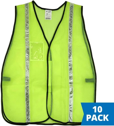 Vista 2 de JJ Keller SAFEGEAR - Chaleco de seguridad universal, malla de poliéster, 10 unidades, color naranja