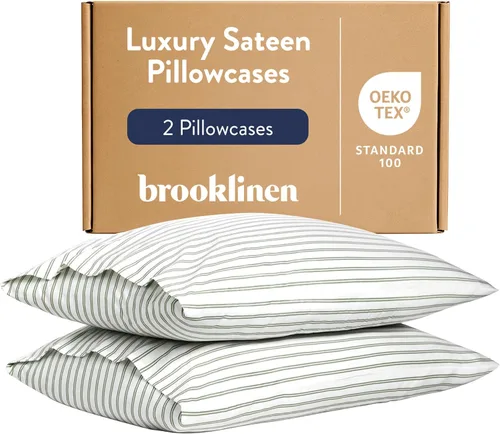 Vista 14 de Brooklinen Juego de fundas de almohada de satén de lujo con calidad de Blanco
