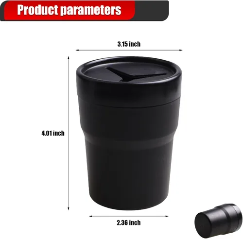 Vista 2 de Bote de basura multifuncional para automóvil con tapa, 8.5 fl oz (0.06 galones) cubo de almacenamiento de monedas, mini bolsa de comestibles
