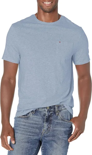 Vista 3 de Tommy Hilfiger - Camiseta esencial de manga corta, de algodón, con bolsillo y cuello redondo para hombre