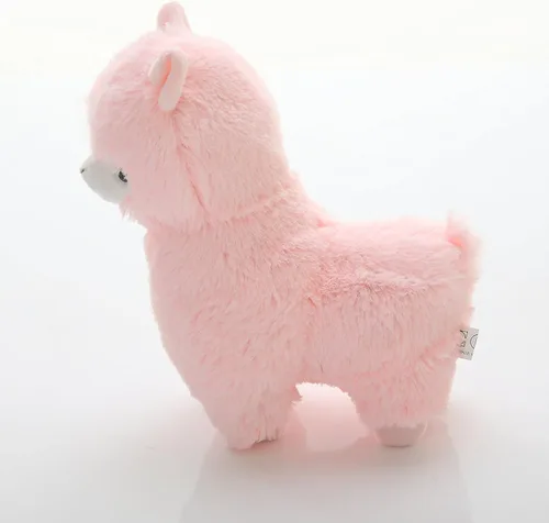 Vista 4 de Cuddly - Muñeca grande de alpaca suave, peluche de cordero de llama, 7 pulgadas, el mejor regalo de cumpleaños para niños (rosa)
