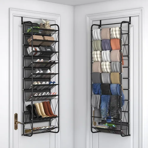 Vista 6 de Zapatero colgante de 10 niveles para almacenamiento de zapatos de puerta, zapatero para armario, despensa, sobre la puerta, organizador de zapatos