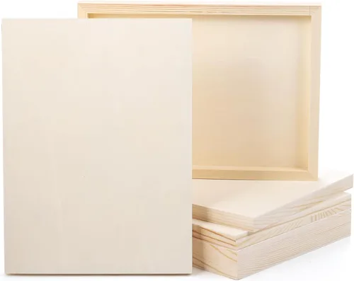 Vista 3 de Frcctre Paquete de 6 paneles de lienzo de madera de 9 x 12 pulgadas, tableros de lienzo de madera sin terminar para verter, arte, manualidades