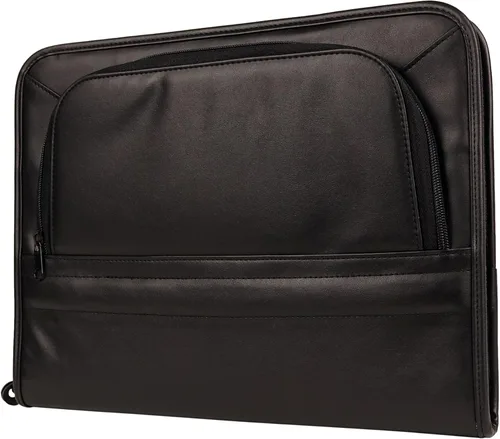 Vista 2 de Padfolio con cremallera de diseño único con soporte para CD y organizador exterior.