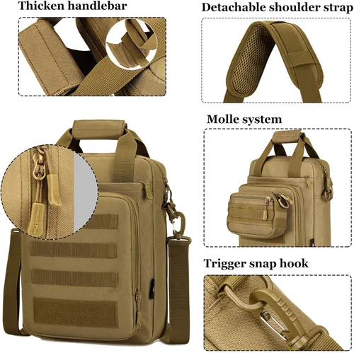 Vista 10 de CamGo Maletín táctico resistente bolso de mensajero de hombro militar ligero para hombre Marrón