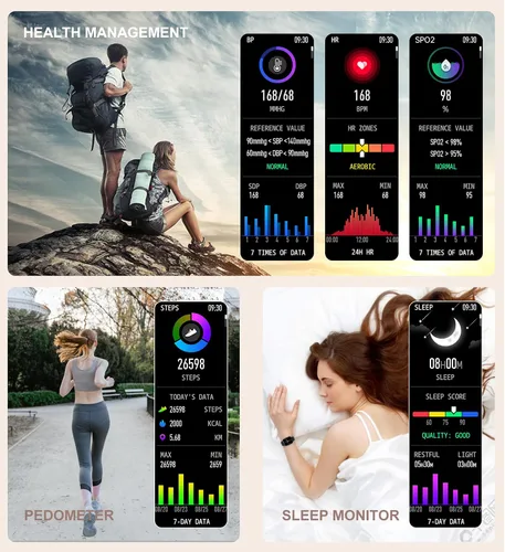 Vista 3 de Reloj inteligente para mujer (recepción de llamadas/marcación), reloj inteligente impermeable para teléfonos Android iOS de 1.7 pulgadas, pantalla