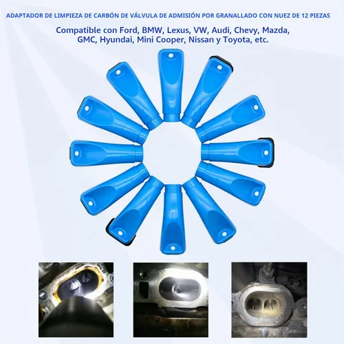 Vista 3 de ZKTOOL12PC Adaptador de Limpieza de Válvula de Admisión por Chorro de Nueces para Carbonización para Hyundai, Mazda, Chevy, Mini Cooper, VW, Audi