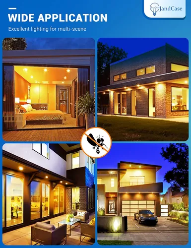 Vista 4 de JandCase Luces LED Anti-Insectos para Exteriores, Bombillas de Luz Anti-Insectos Amarillas de 12W para Exteriores, Equivalente a 100 Vatios