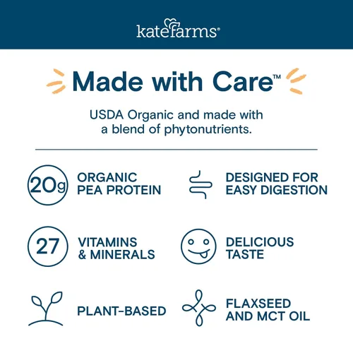 Vista 6 de KATE FARMS Batido nutricional orgánico de 1.4 alto en calorías, chocolate, 20g de proteína, 27 vitaminas y minerales, reemplazo de comidas, 11 onzas
