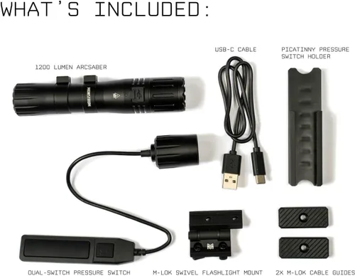Vista 3 de Monstrum ArcSaber - Luz de arma de 1200 lúmenes con interruptor de presión remoto Compatible con M-LOK