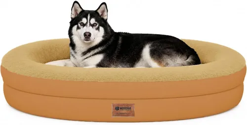 Vista 20 de Cama ortopédica lavable grande para perros: Cama de espuma viscoelástica impermeable para mascotas con refuerzos - Funda ortopédica extraíble