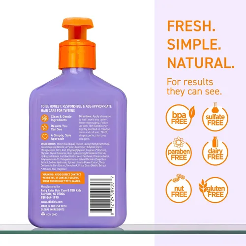 Vista 2 de TBH Champú para adolescentes y niños, champú hidratante ligero y desenredante para cabello seco, graso, fino, rizado y todo tipo de cabello, champú