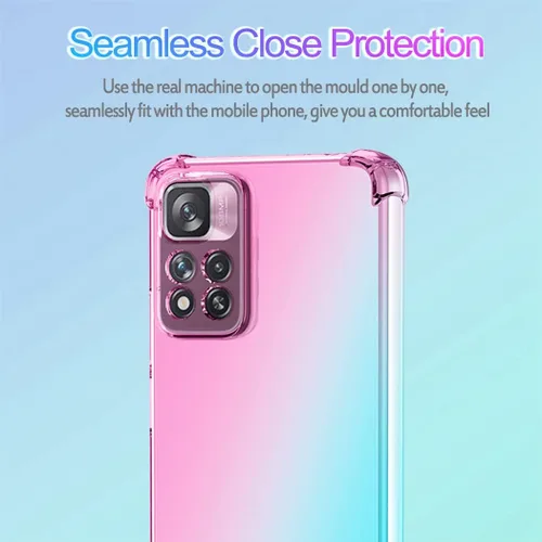 Vista 4 de Funda para Redmi Note 11 Pro 5G/Redmi Note 11E Pro, funda transparente para teléfono con degradado, delgada, antiarañazos, flexible, funda