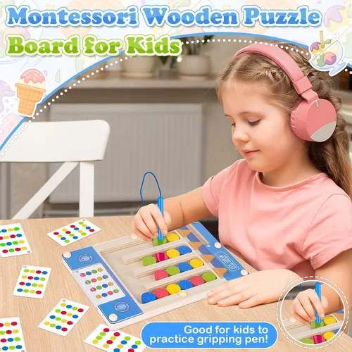Vista 2 de Juguetes Montessori de madera sensorial para autismo: regalos de cumpleaños para niñas y niños de 4, 5, 6 años Juguetes para niños y niñas