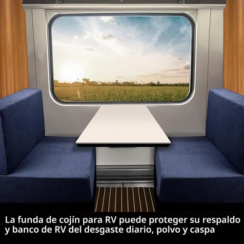 Vista 4 de Cojines de comedor para caravana, fundas elásticas para asiento de sofá Azul