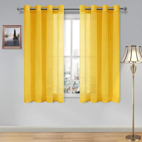 Vista 16 de DWCN Cortinas traslúcidas color verde frijol para sala de estar y dormitorio - Cortinas voile con aspecto de lino sintético con ojales en la parte