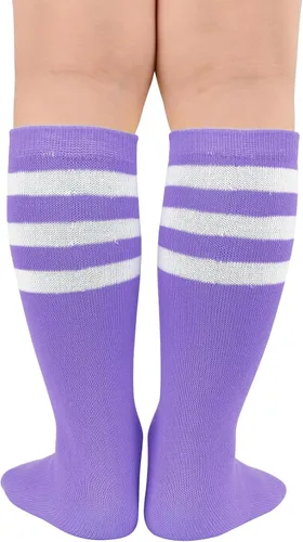 Vista 3 de Century Star Calcetines de fútbol para niños, calcetines de tubo hasta la rodilla, calcetines de uniforme para niñas, calcetines deportivos