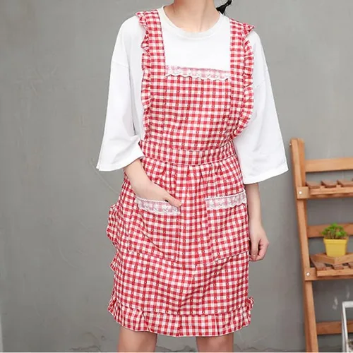 Vista 4 de Bonito delantal para mujer con bolsillos, delantal clásico vintage, delantal de cocina de 34 x 27 pulgadas, perfecto para cafetería, hornear, cocinar