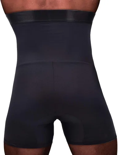 Vista 7 de KOCLES Pantalones cortos con control de abdomen para hombre, cintura alta, adelgazante, moldeador de compresión, faja para el vientre, calzoncillos