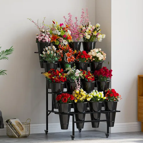 Vista 6 de Zhongma Soporte de exhibición de flores de 4 niveles con cubos de 16 piezas