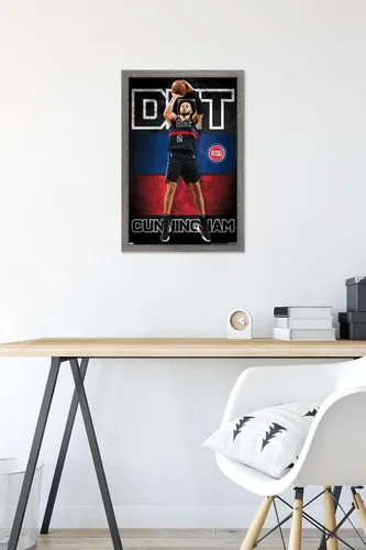 Vista 6 de Trends International NBA Detroit Pistons - Póster de pared de Cade Cunningham 23, 22.4 pulgadas de largo x 14.7 pulgadas, versión enmarcada