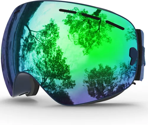 Vista 8 de JULI Gafas de esquí, gafas de snowboard para deportes de nieve de invierno con lente antivaho BNC A1-negro/plateado