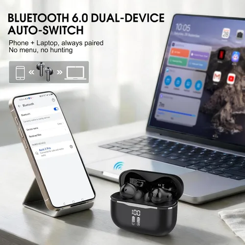 Vista 9 de Auriculares inalámbricos con cancelación activa de ruido, sonido de alta Negro carbón