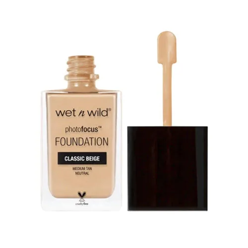Vista 29 de wet n wild - Base líquida Photo Focus con acabado mate, vegana y libre de crueldad animal, color ámbar beige (Amber Beige)
