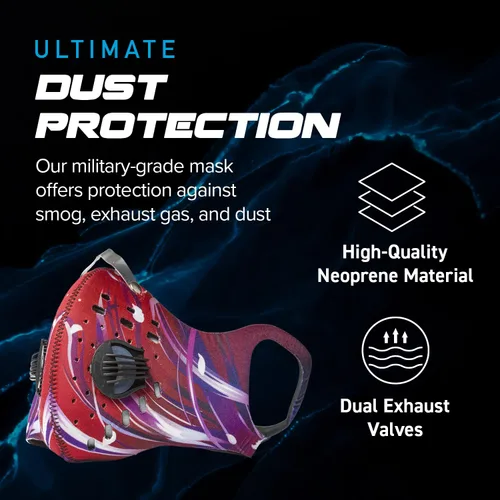 Vista 2 de ECO-GEAR Máscara facial anticontaminación con protección de carbón activado de grado militar Antihumo, gases de escape, polvo, polen Correr