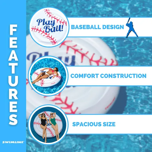 Vista 3 de Swimline - Flotador inflable de béisbol para piscina Deportes (Béisbol)
