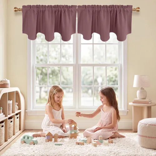 Vista 42 de NICETOWN Cenefa opaca para dormitorio festoneada con bolsillo para barra de 52 x 18 pulgadas, cortina de ventana para habitación de niñas/guardería