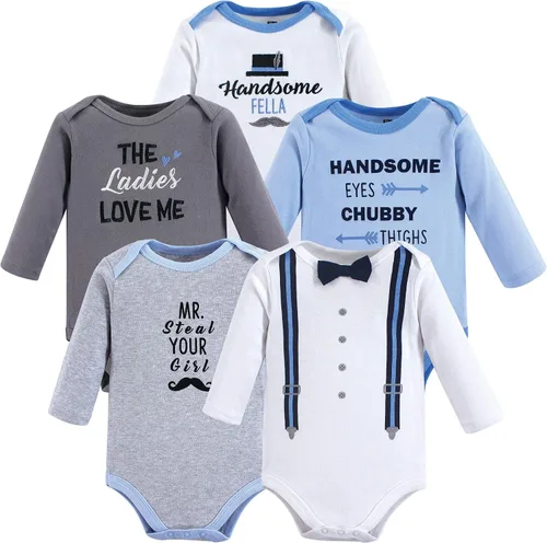 Vista 24 de Hudson Baby baby-boys Cotton Long-sleeve Bodysuits 5-pack