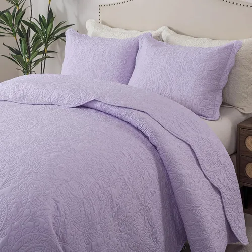 Vista 54 de HoneiLife Juego de ropa de cama tamaño Queen, juego de edredón de microfibra para cama Queen, colchas ligeras de 3 piezas, edredones reversibles