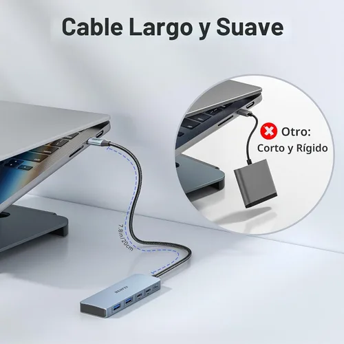 Vista 4 de BENFEI Hub USB C de 10 Gbps, adaptador USB 3.2 de 4 puertos con 2 puertos USB-C y 2 puertos USB-A 3.2 compatibles con MacBook Pro/Air M2 M1, iPad