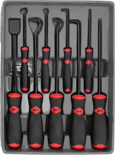 Vista 4 de Performance Tool W948 - Juego de gancho/púa/raspador, 9 piezas, negro/rojo