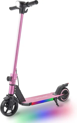 Vista 8 de Patinete eléctrico para niños de 6 a 14 años, motor de 150W, 4/7/11 mph, tiempo de conducción de 60 minutos, velocidad ajustable, pantalla LED