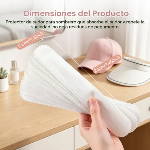 Vista 6 de Forros de sudor para sombreros, bandas de sudor para gorras de béisbol, protector de sudor para sombreros Black(50pcs)