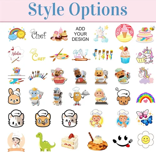 Vista 3 de Delantal personalizado para niños con nombre, delantales personalizados y sombrero de chef, diseño de foto para cocinar, hornear, pintar