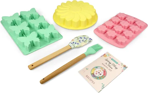 Vista 2 de Handstand Kitchen Spring Fling Blooming - Juego de 6 piezas para hornear con recetas Dishwasher Safe, Family Activity, Sturdy for Everyday Use