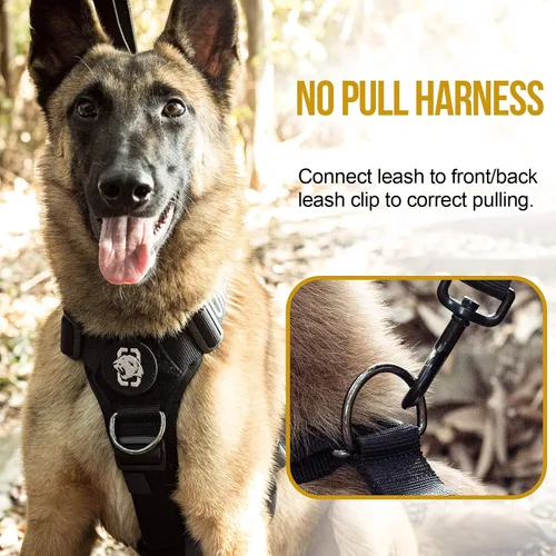 Vista 4 de Arnés ligero sin tirones para perro, perfecto para caminar y senderismo con perros pequeños a grandes (negro, XL)